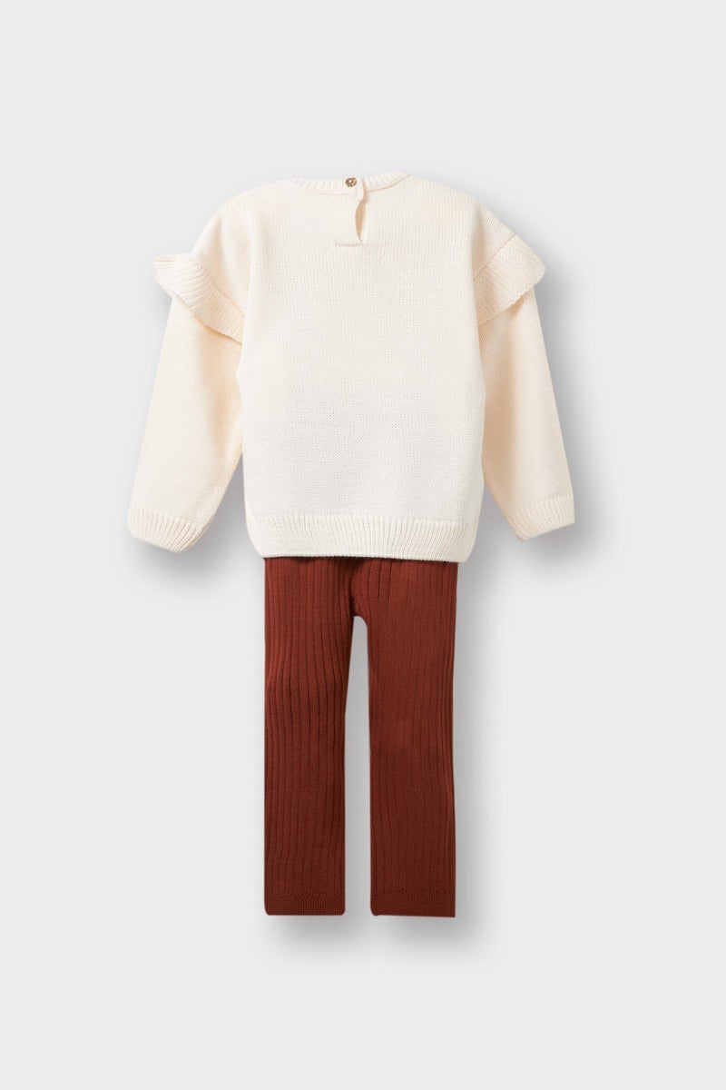 ديفاكتو طقم تريكو بيبي بناتي فلورال قصة عادية - قطعتين - Image 4